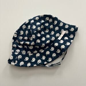 Tahari Baby Whale Print Sun Hat navy blue white